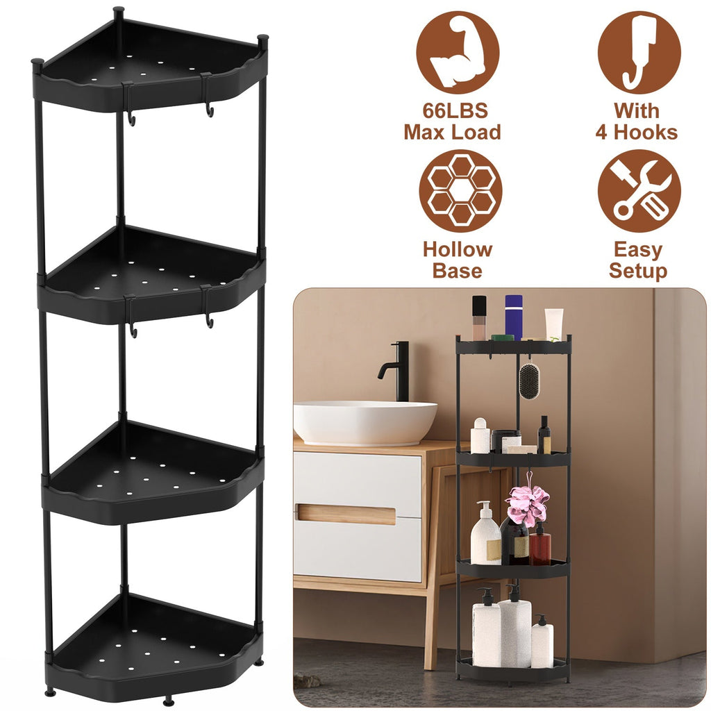 4-Tier Corner Shower Caddy with Hooks