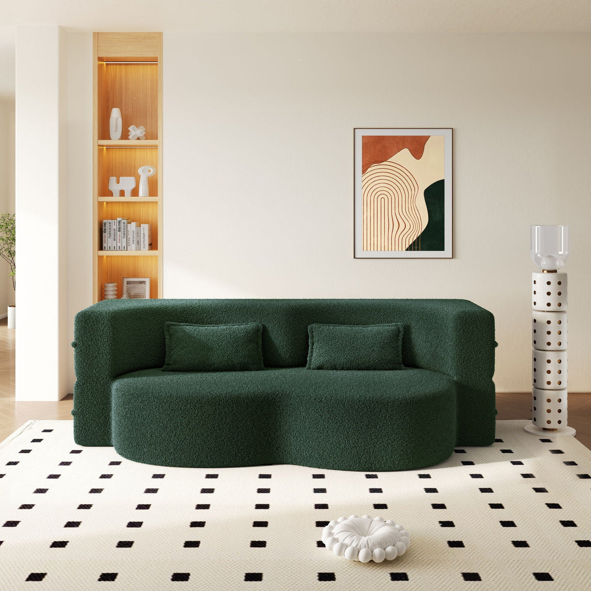 Modern Floor Sleeper Sofa Bed with 2 Pillows - Convertible Twin Size Folding Futon