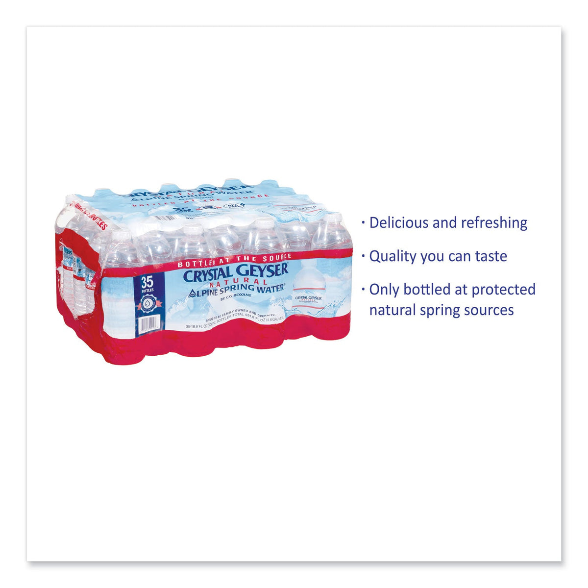Crystal Geyser Natural Alpine Spring Water, 16.9 oz Bottle, 35/Carton