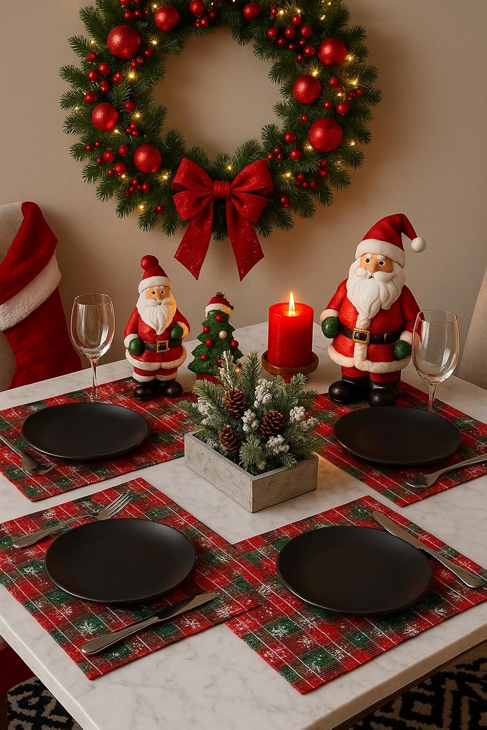 Fennco Styles Tartan Snowflake Placemats, Set of 4