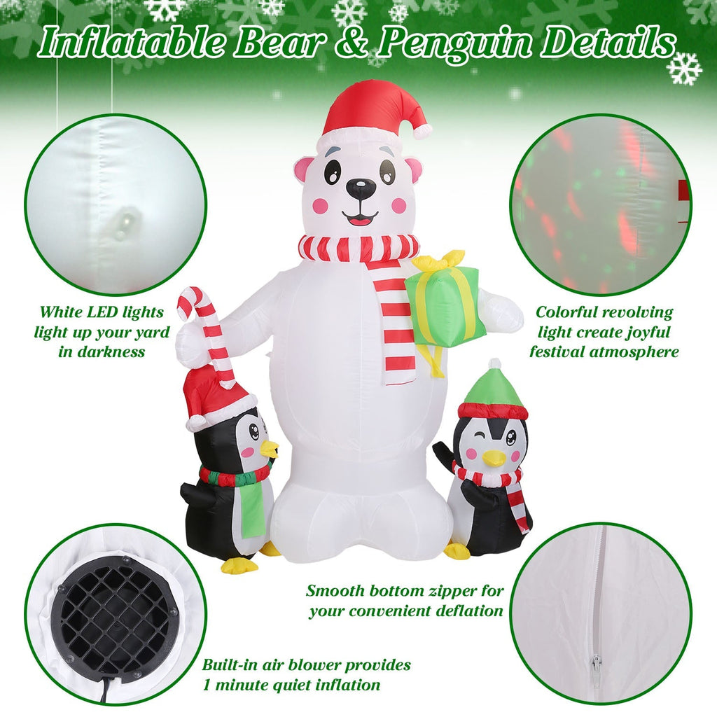 Polar Bear & Penguin Christmas Inflatable, 5.9 ft