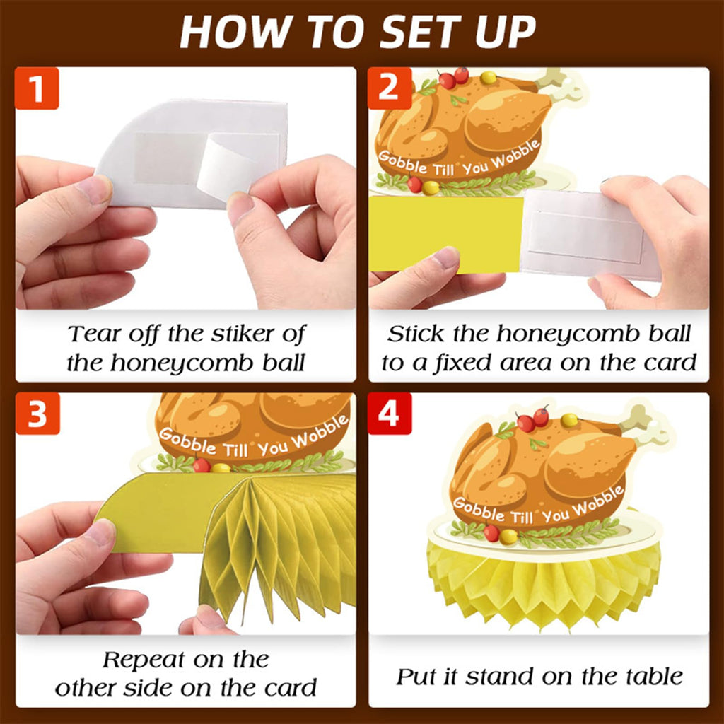 QPOUT Thanksgiving Honeycomb Centerpieces, 9 Pieces