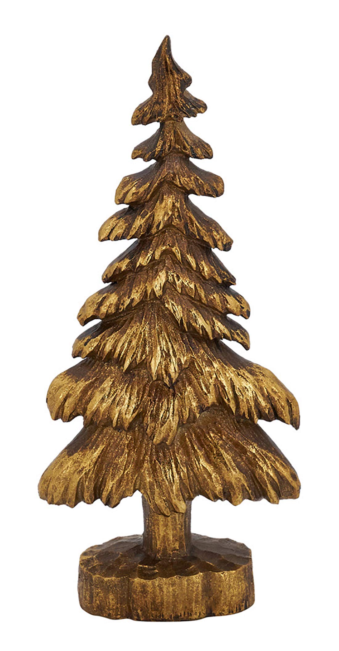 Fennco Styles Resin Gold Vintage Christmas Tree Figurine - Tabletop Small Tree for Christmas, Holiday, Home, Desk, Mantel and Office Décor