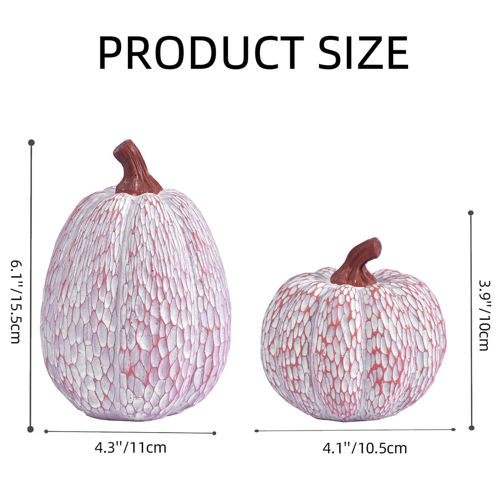 OVOOTOK White Resin Pumpkins, Set of 2