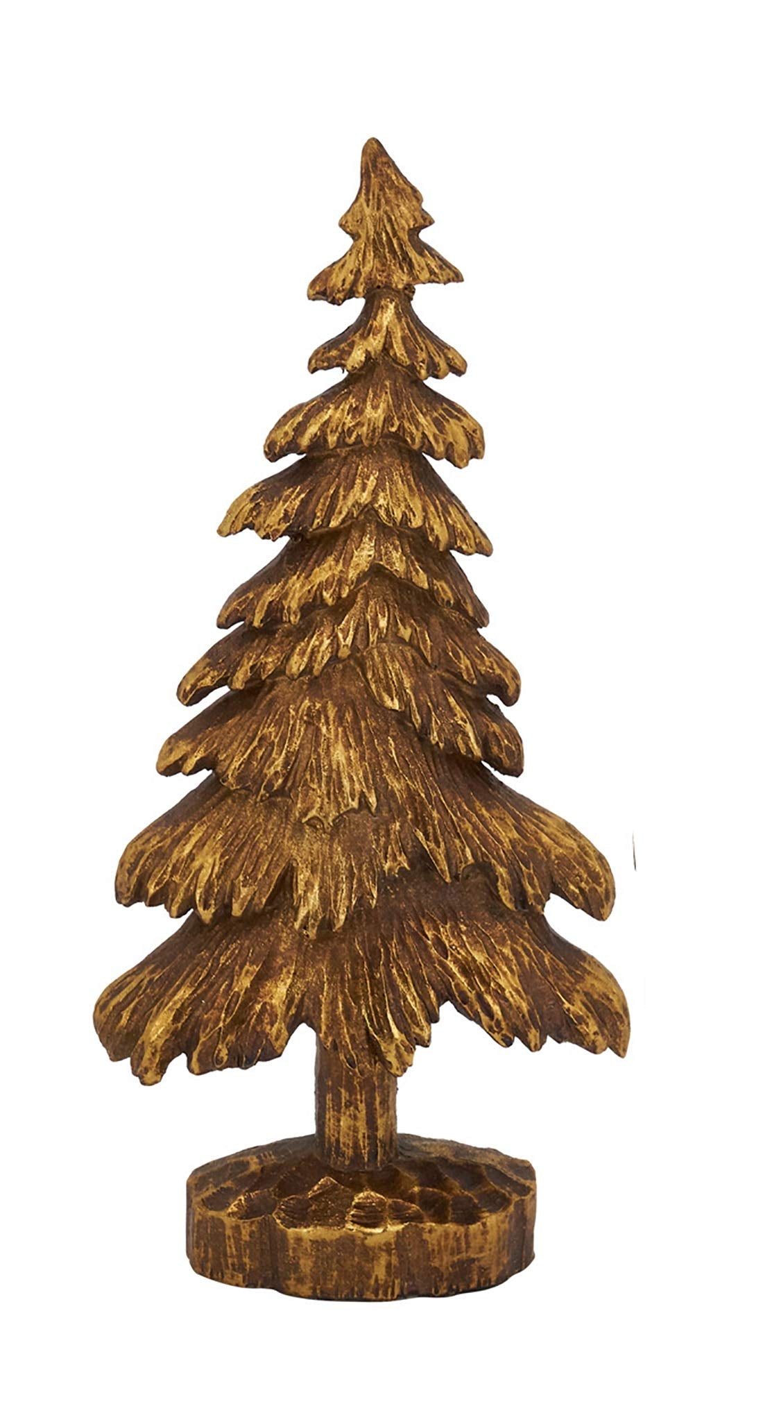 Fennco Styles Resin Gold Vintage Christmas Tree Figurine - Tabletop Small Tree for Christmas, Holiday, Home, Desk, Mantel and Office Décor