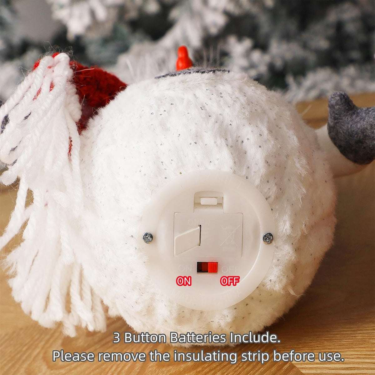 Juegoal 2 Pack Christmas Table Decorations, 10 Inch Lighted Plush Snowmen Figurines, Light Up Snowman Holiday Present, Battery Operated Xmas Gifts Winter Tabletop Ornaments Dinner Party Supplies