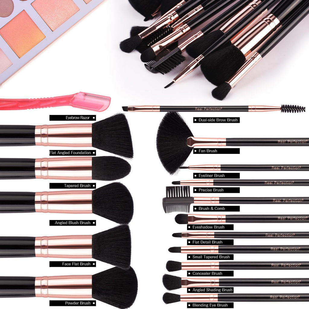16-Piece Makeup Brush Set with Eyebrow Razor