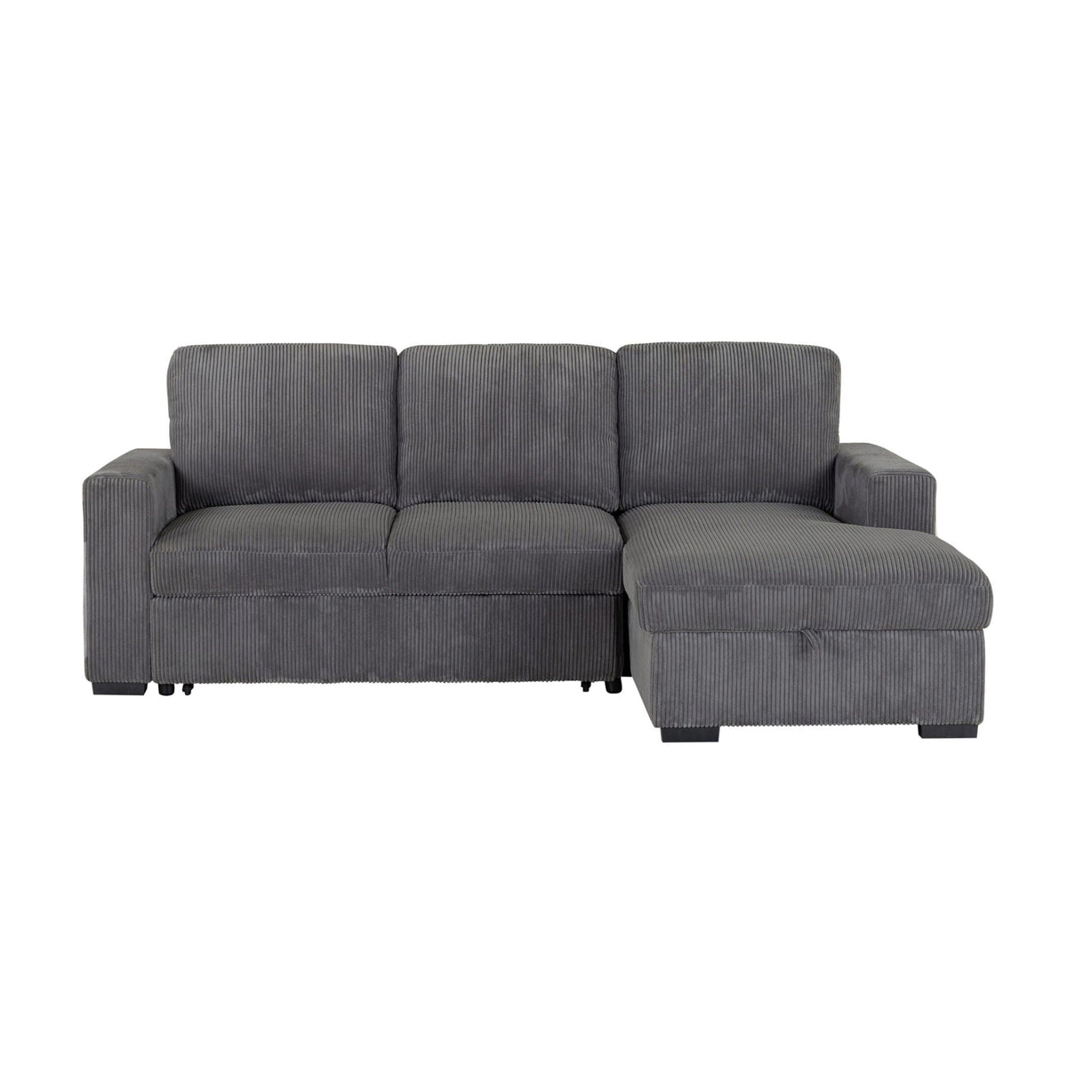 Dark Gray Sleeper Sectional Sofa with Pullout Bed - Contemporary Comfort