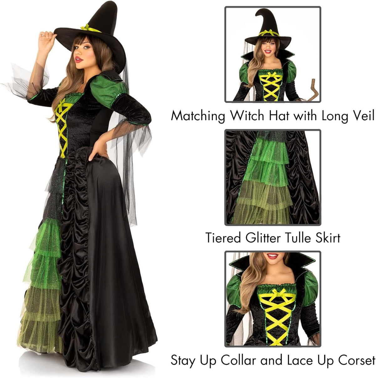 Women's Storybook Witch Dress & Hat Costume