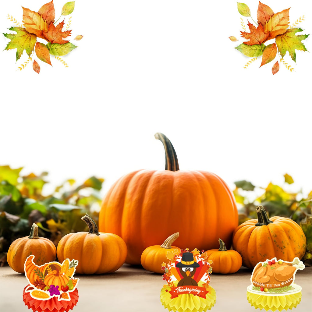 QPOUT Thanksgiving Honeycomb Centerpieces, 9 Pieces