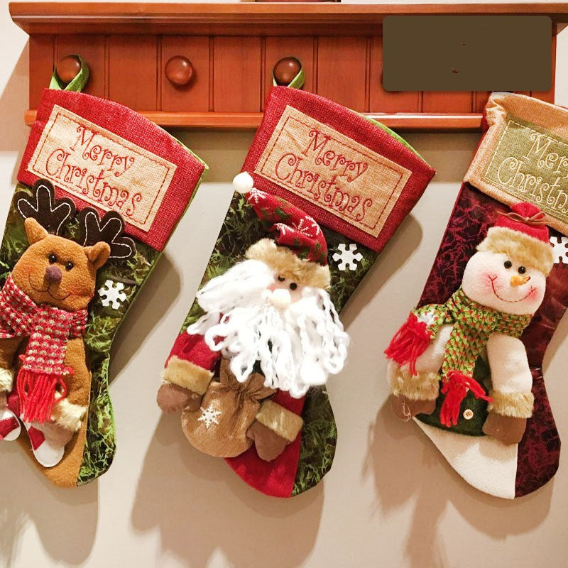 Santa, Snowman & Reindeer Christmas Stocking