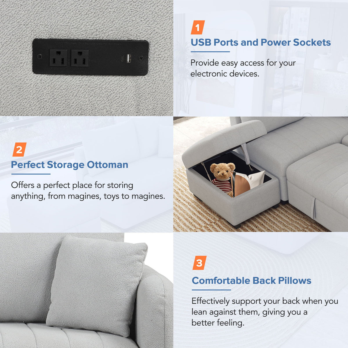 L-Shaped Sectional Pull Out Sofa Bed