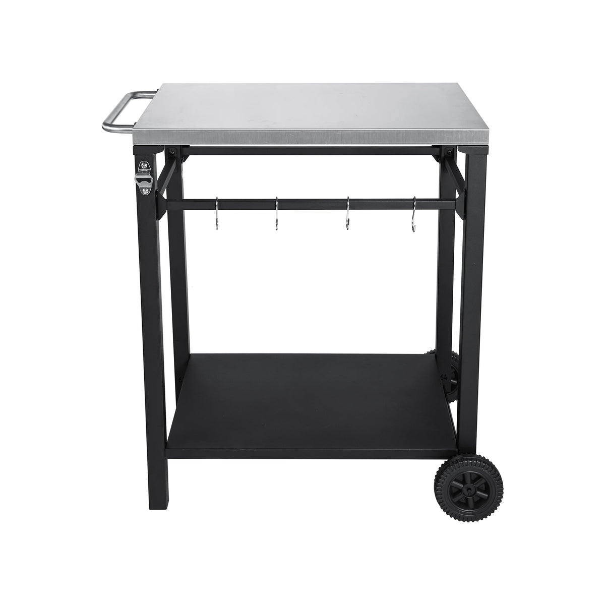2-Tier Outdoor Grill Prep Cart with Stainless Steel Top