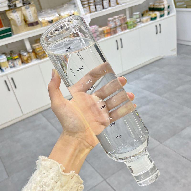 500–750 mL Borosilicate Glass Water Bottle with Time Markers