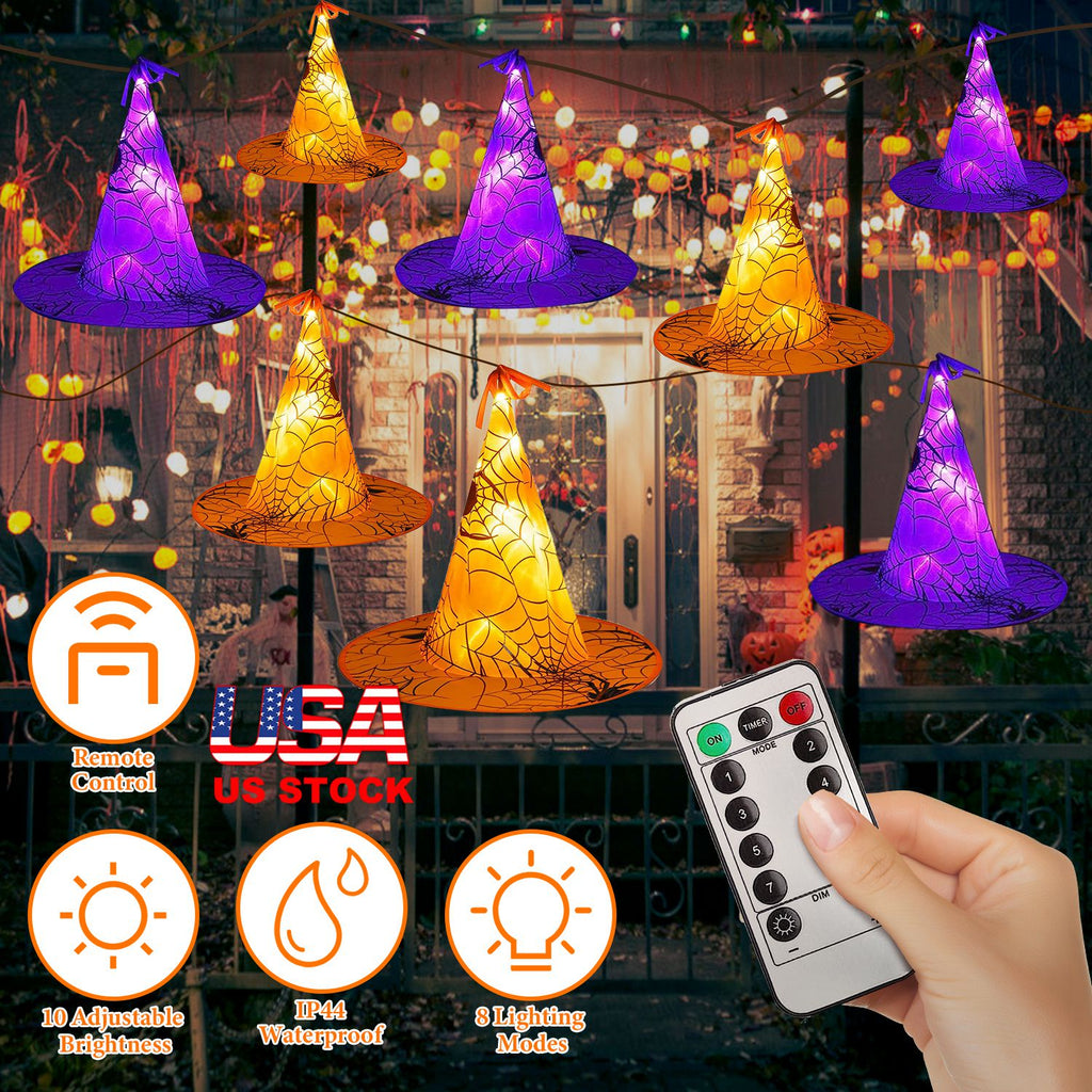 Witch Hat String Lights, 8 Hats, 13 ft