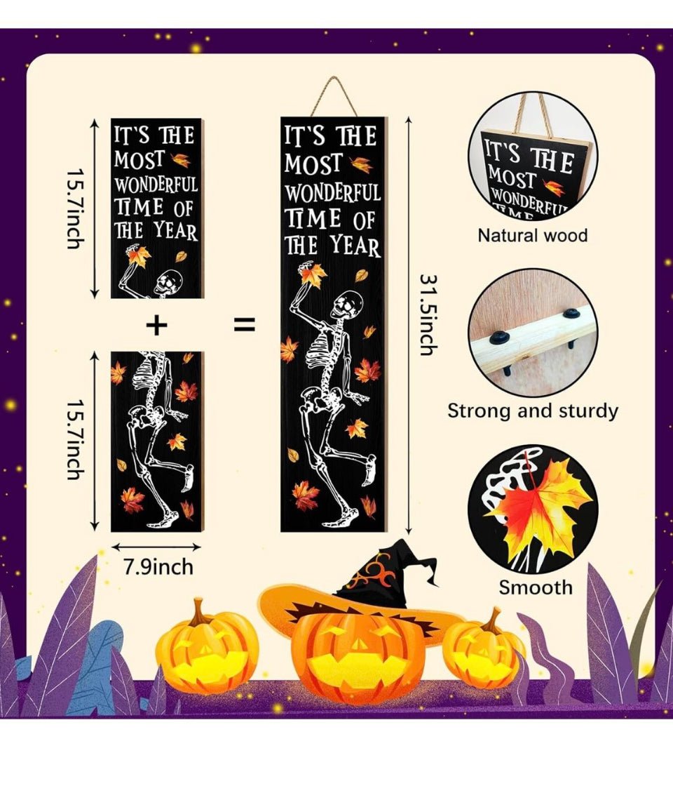 WUAHON Halloween Skull Porch Sign, Open-Box New