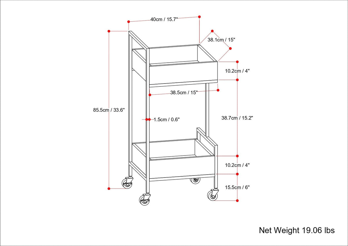 Natural Bar Cart with Mango Wood and Metal Frame - Natural