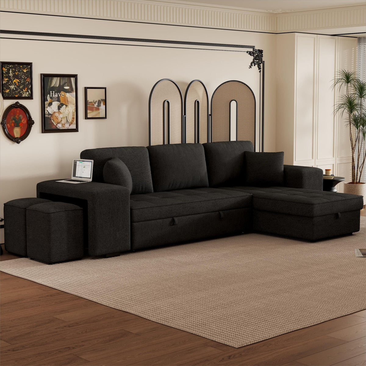 Modern L-Shape 3 Seat Reversible Sectional