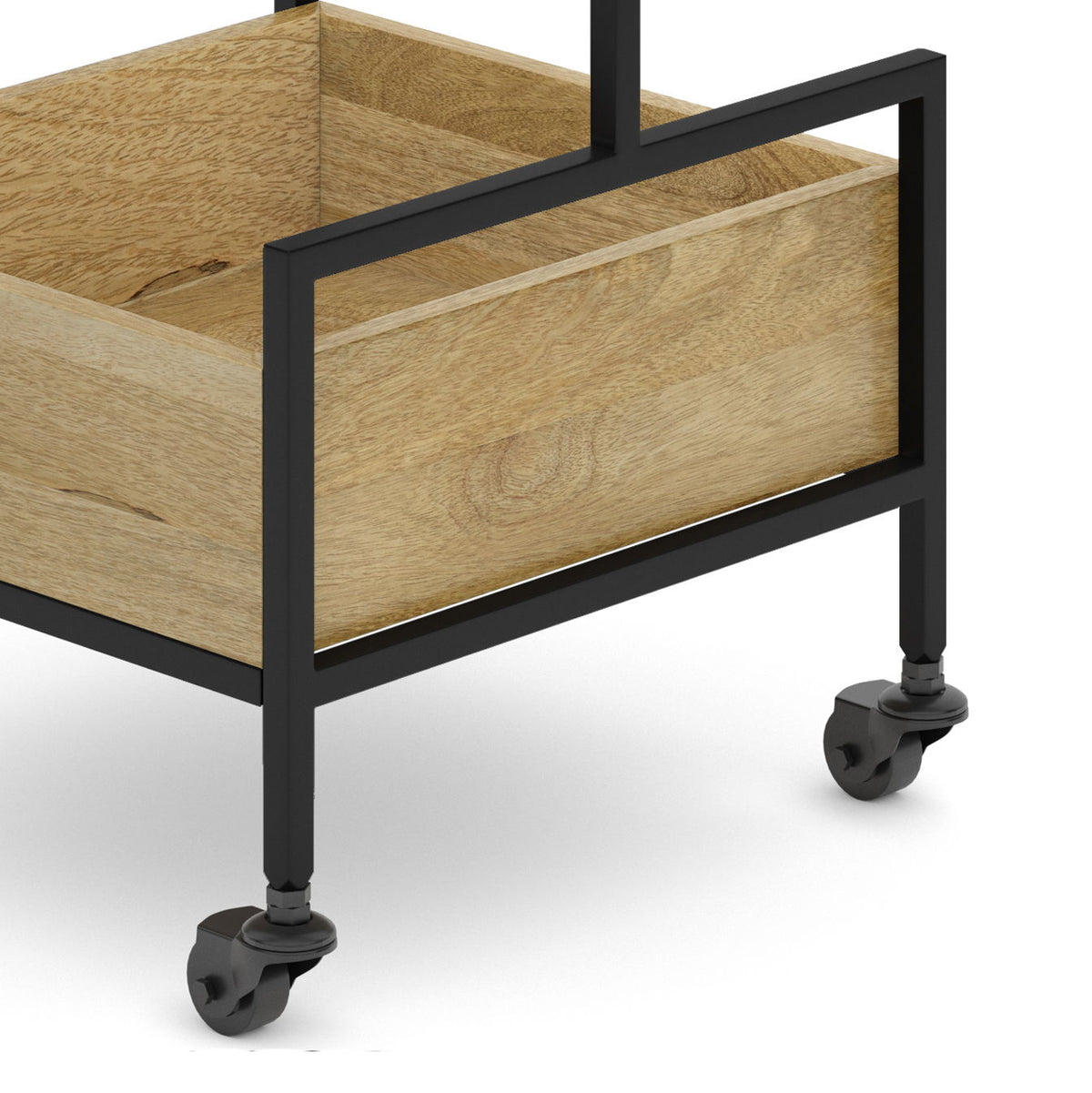 Natural Bar Cart with Mango Wood and Metal Frame - Natural