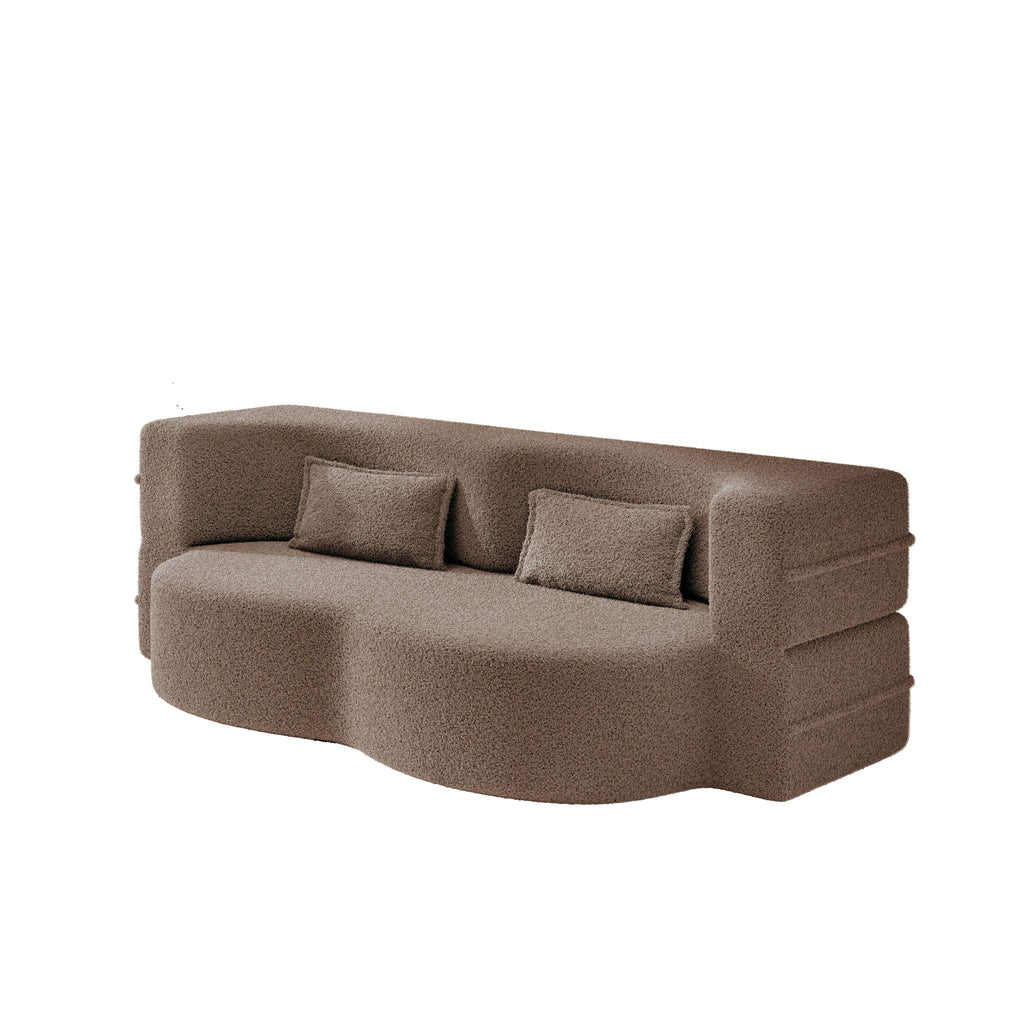 Modern Floor Sleeper Sofa Bed with 2 Pillows - Convertible Twin Size Folding Futon