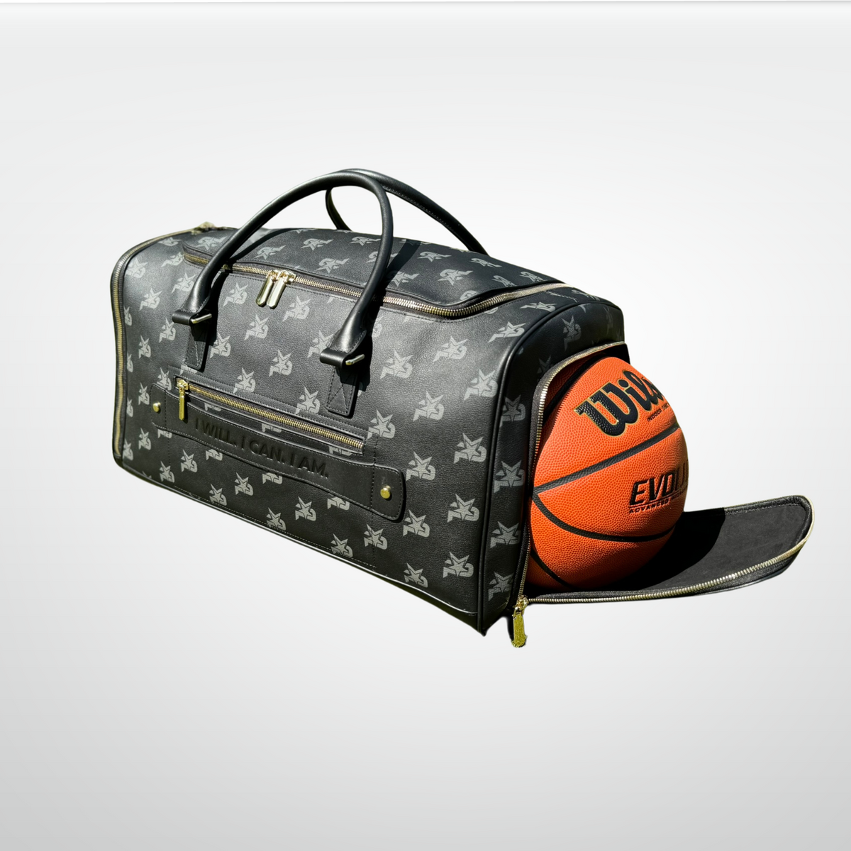 I AM Black Leather Monogram Training Duffel