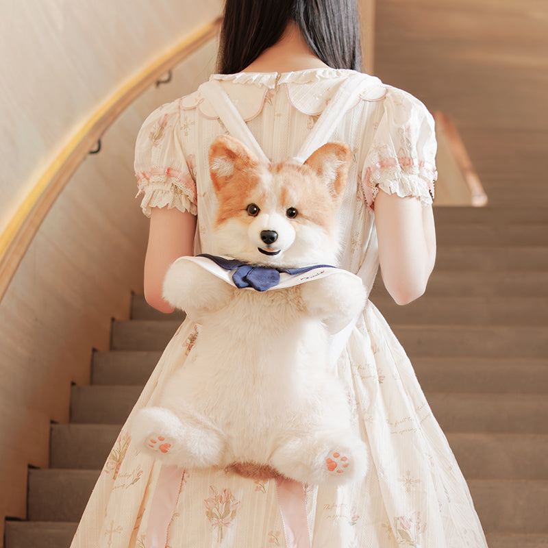 Plush Corgi Backpack with Detachable Straps