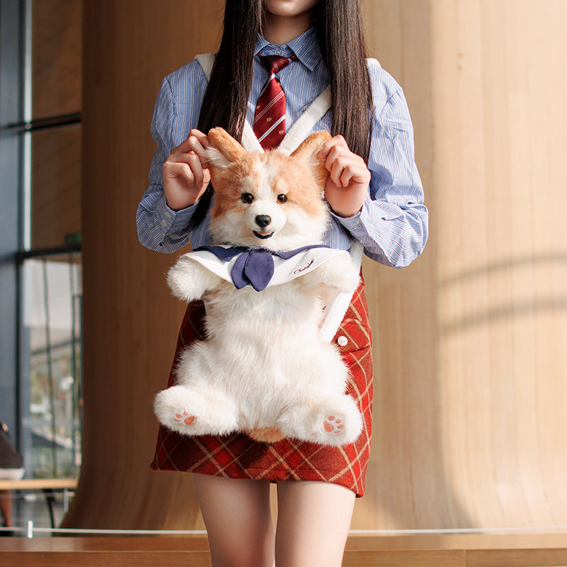 Plush Corgi Backpack with Detachable Straps