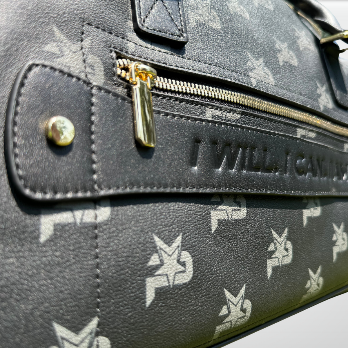 I AM Black Leather Monogram Training Duffel