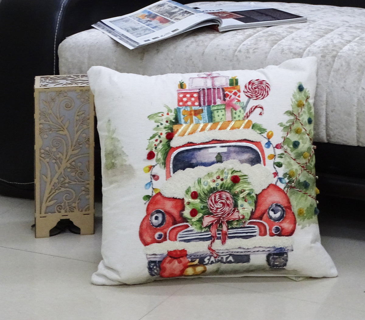 VIBHSA Christmas Gift Car Throw Pillow, 20 × 20 in