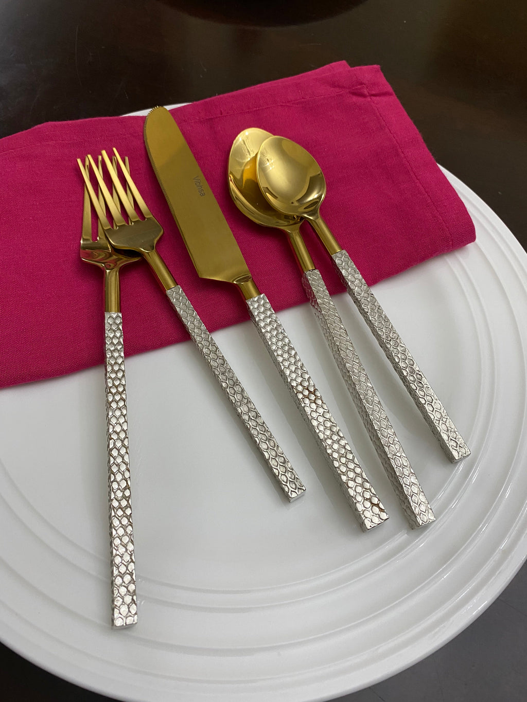 Vibhsa Designer Gold Stainless Steel Flatware 20 PC