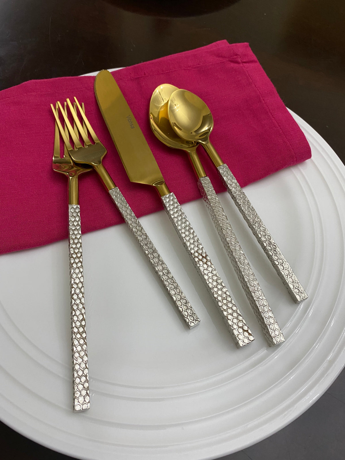 Vibhsa Designer Gold Stainless Steel Flatware 20 PC