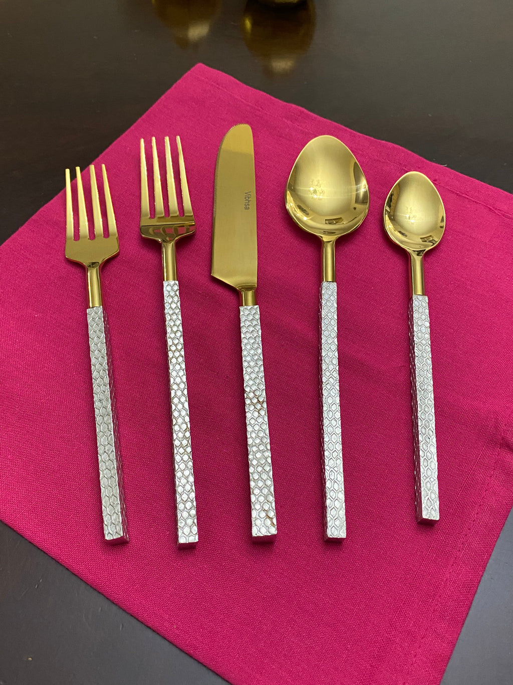 Vibhsa Designer Gold Stainless Steel Flatware 20 PC