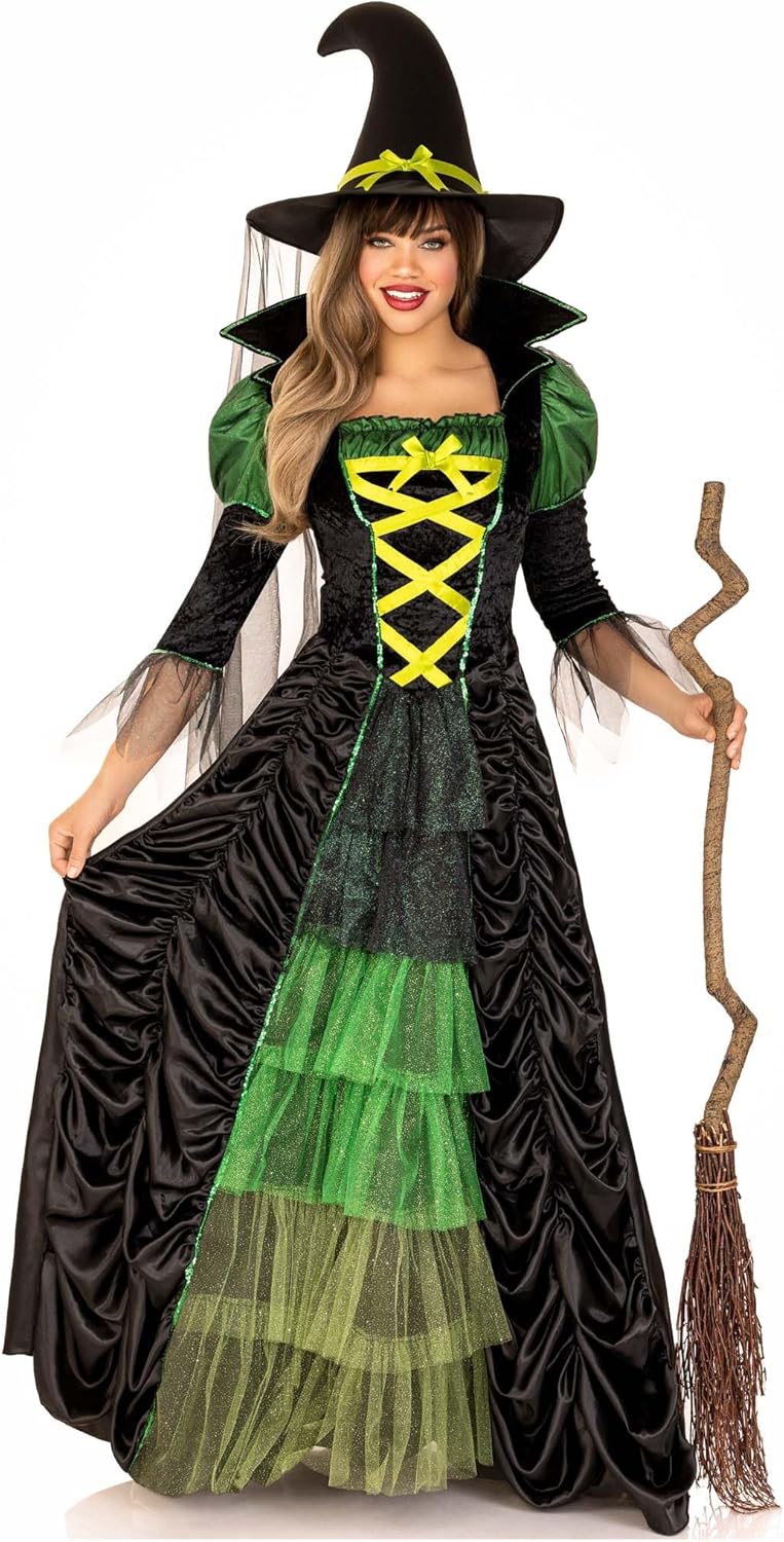 Women's Storybook Witch Dress & Hat Costume