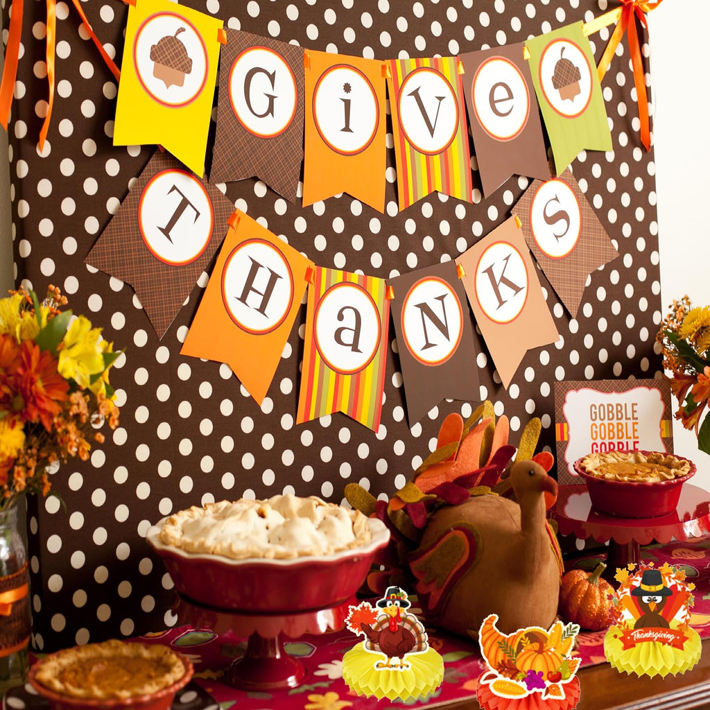 QPOUT Thanksgiving Honeycomb Centerpieces, 9 Pieces