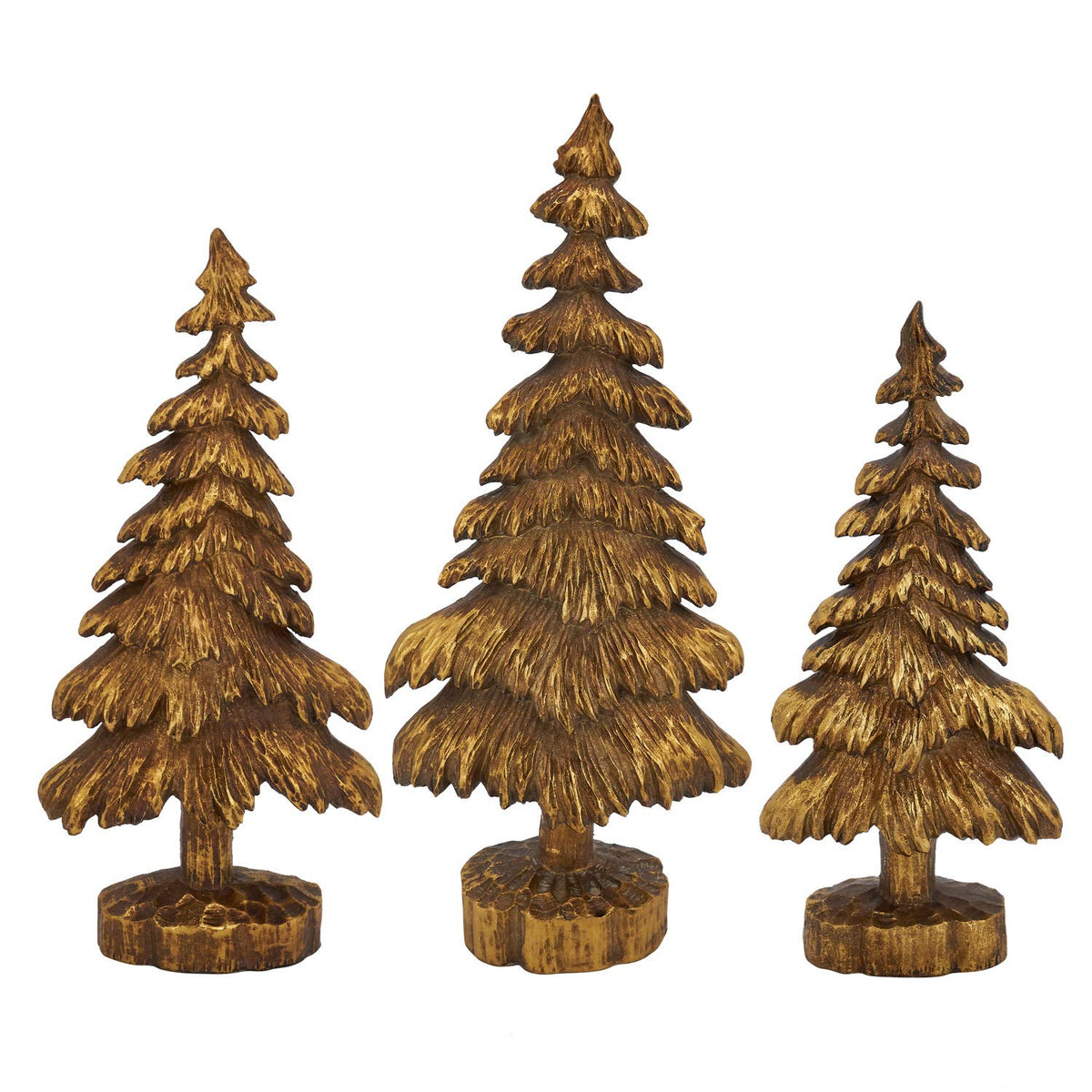 Fennco Styles Resin Gold Vintage Christmas Tree Figurine - Tabletop Small Tree for Christmas, Holiday, Home, Desk, Mantel and Office Décor