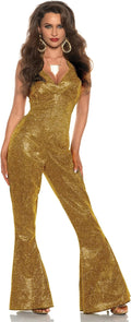 Women's Gold Disco Jumpsuit Costume