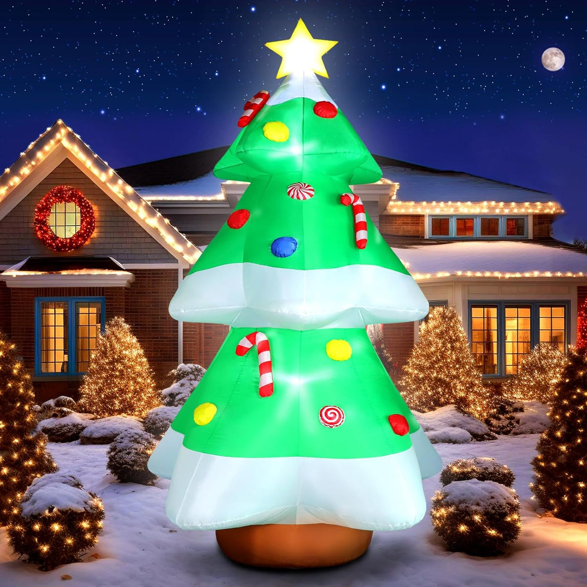 7 FT Christmas Inflatables Giant Snowman Outdoor Decorations, Blow up Snow Man Yard Decor Built-in Bright LED Light Wear Magic Hat, Weatherproof Holiday for Garden Patio Lawn Party Xmas Gifts