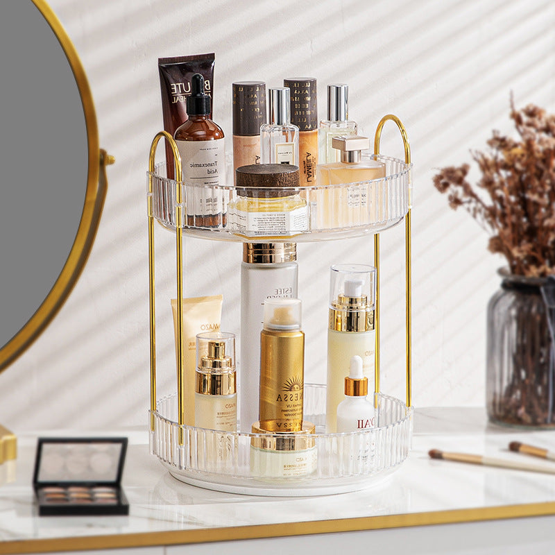 360 Rotating Makeup Organizer - 3-Size Spinning Cosmetic & Skincare Holder For Vanity Countertop 3 Colors