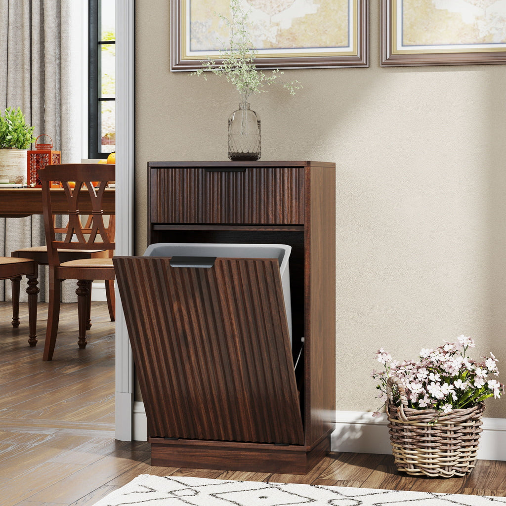 Tilt-Out Trash Cabinet with Wave-Textured Drawer