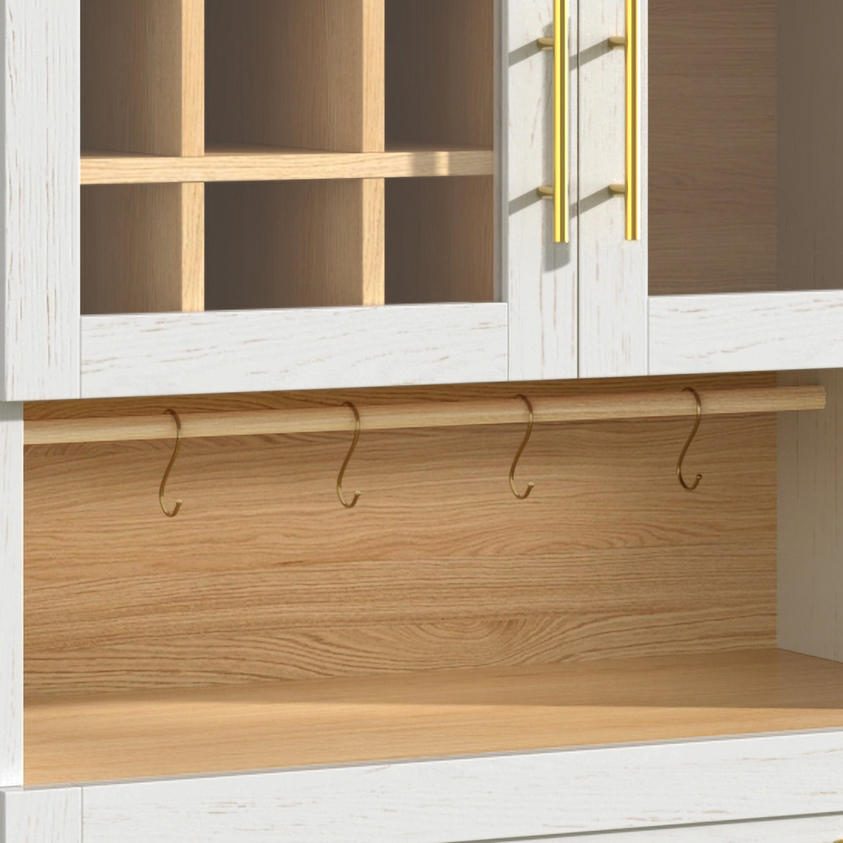 70-Inch Arched Bar Cabinet with Wine Rack