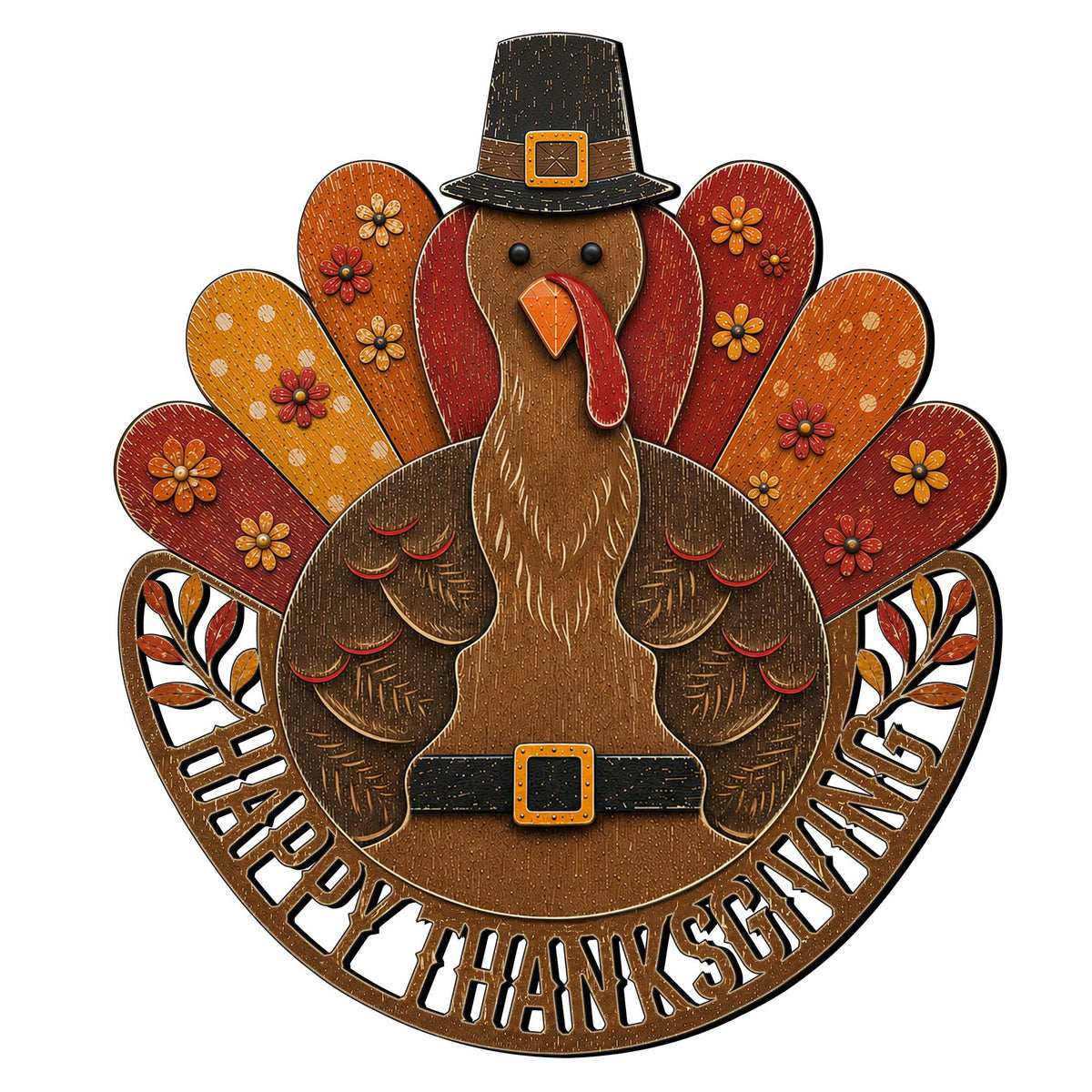 Handcrafted Thanksgiving Turkey Wooden Door Hanger