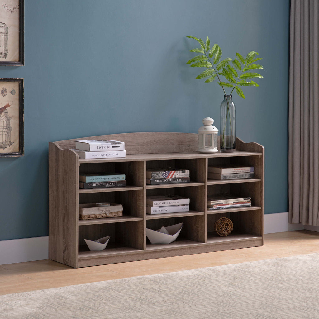 Light Brown Entryway Shoe Storage Bench