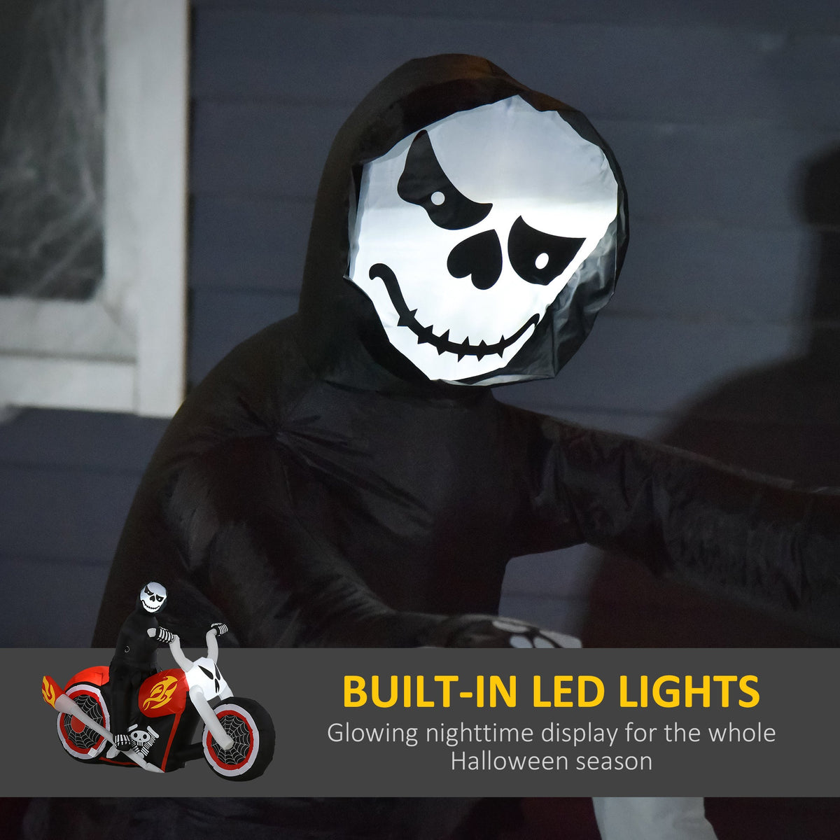 6-ft White Ghost Biker Inflatable with LEDs