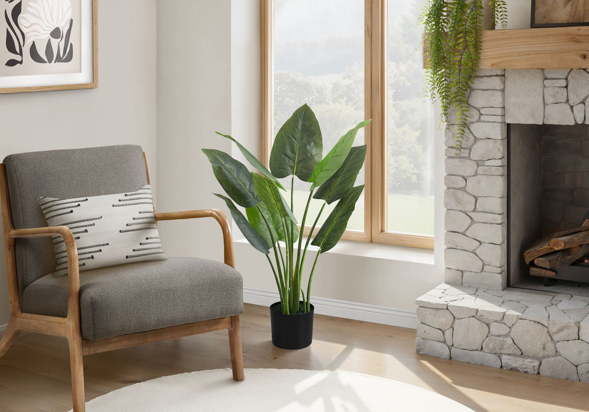 37" Tall, Artificial Plant, Aureum Tree, Indoor, Faux, Fake, Floor, Greenery, Potted, Real Touch, Decorative - Green / Black