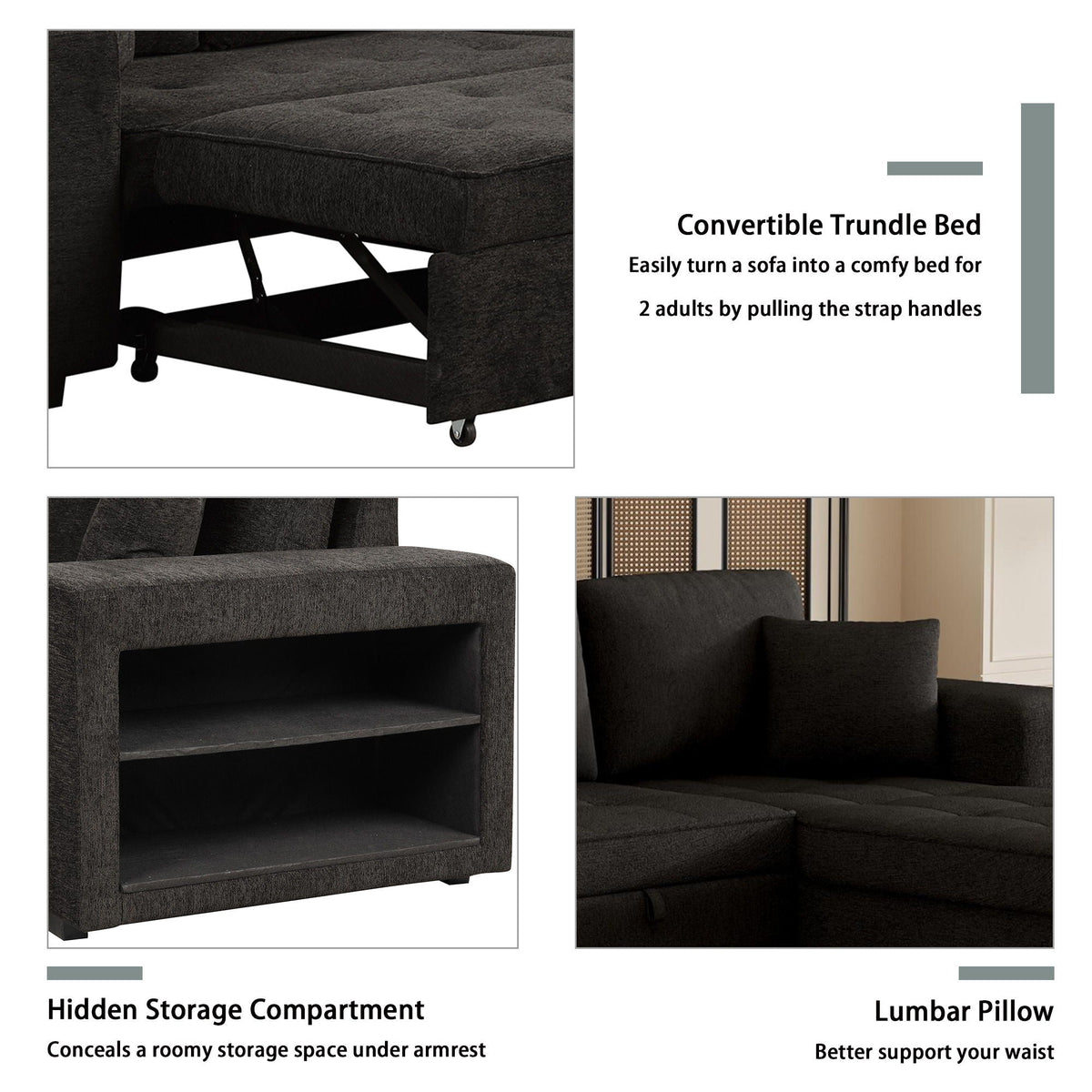 Modern L-Shape 3 Seat Reversible Sectional