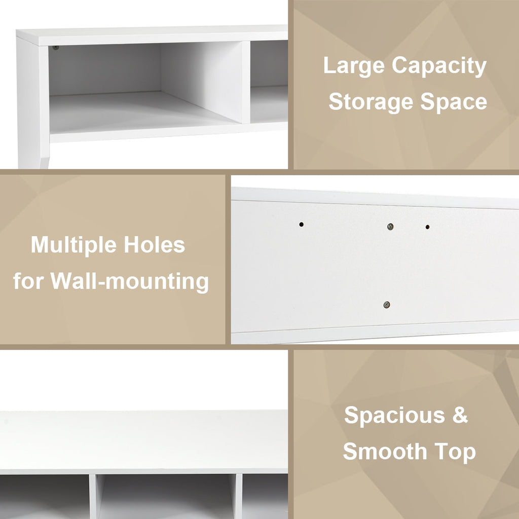 Wall-Mounted Floating Desk with Storage Shelf – White