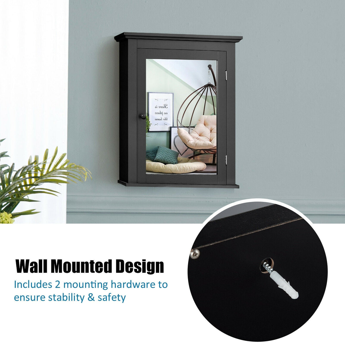 Bathroom Wall Mounted Storage Mirror Medicine