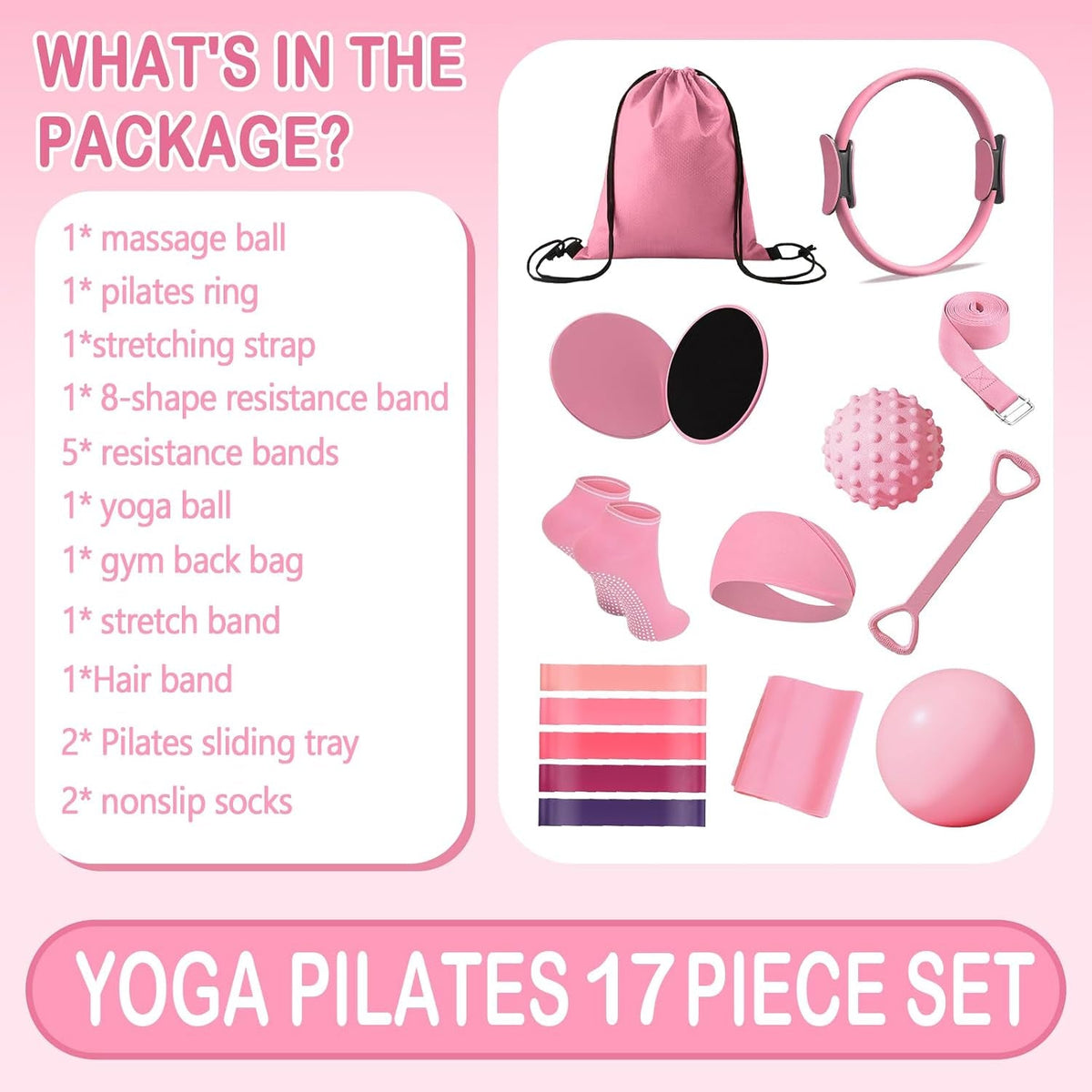17-Piece Pilates Ring Set for Women – 14" Yoga Ring & Accessories