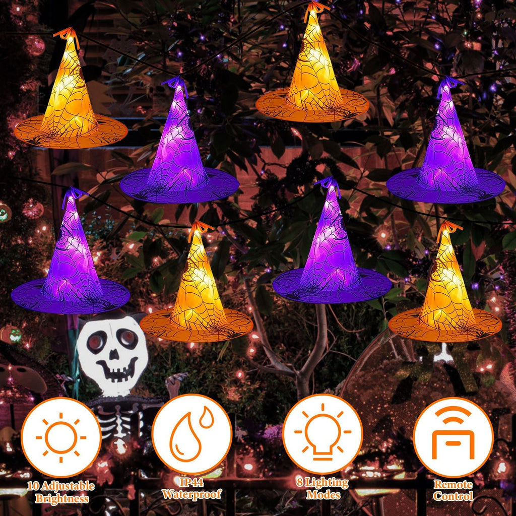 Witch Hat String Lights, 8 Hats, 13 ft