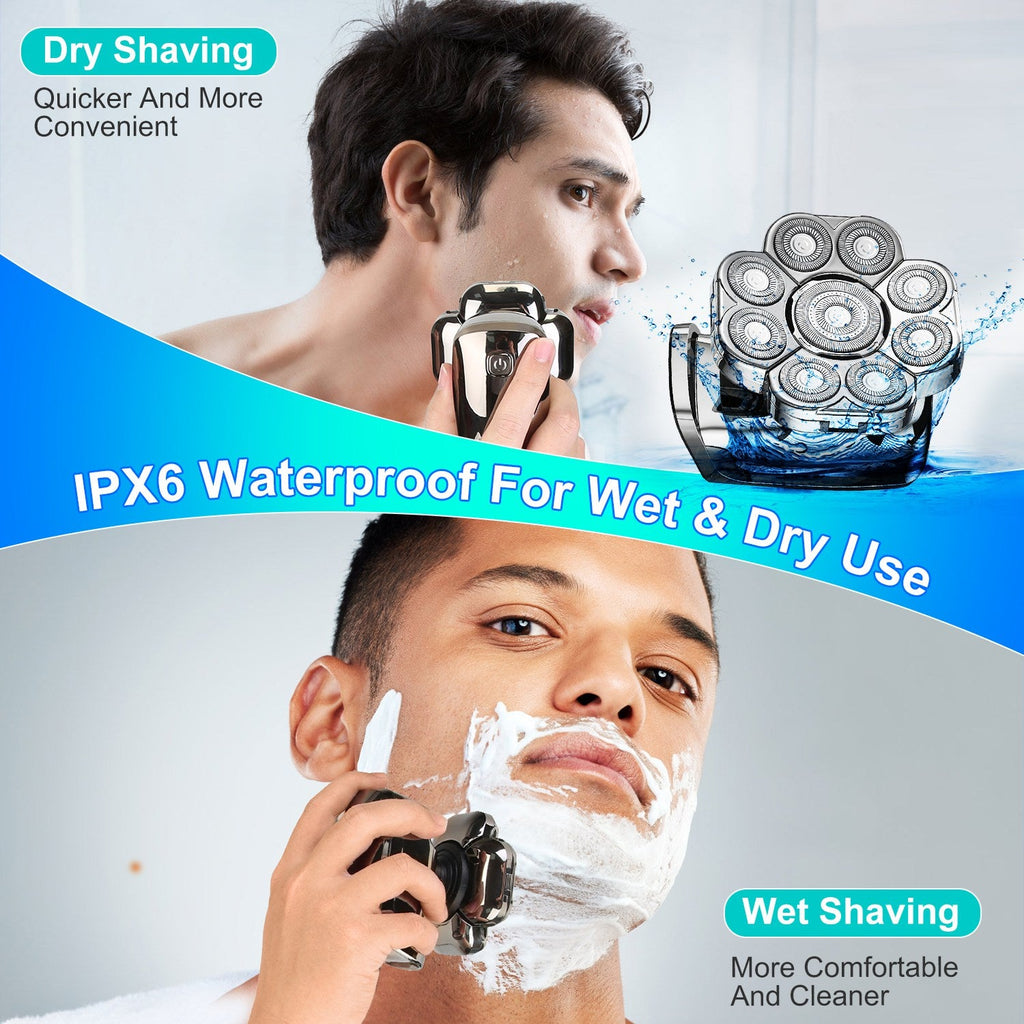 6-in-1 Rechargeable Electric Head Shaver & Grooming Kit